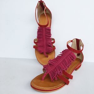 Liendo Anthropologie Flat Sandals Suede Fringe